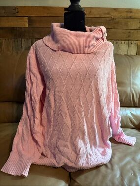 CJ Banks Women’s Pink Cowl Neck Sweater